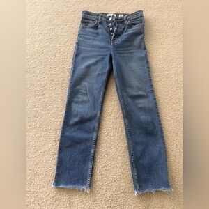 Re/Done Women's Straight Leg Blue Jeans